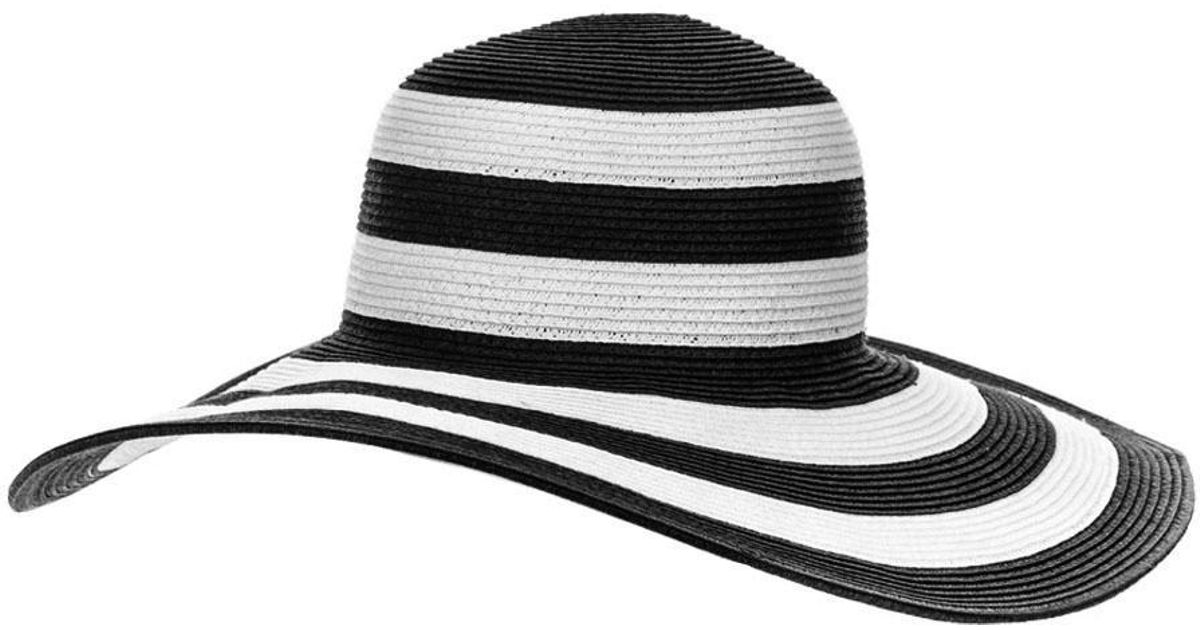 black and white wide brim hat