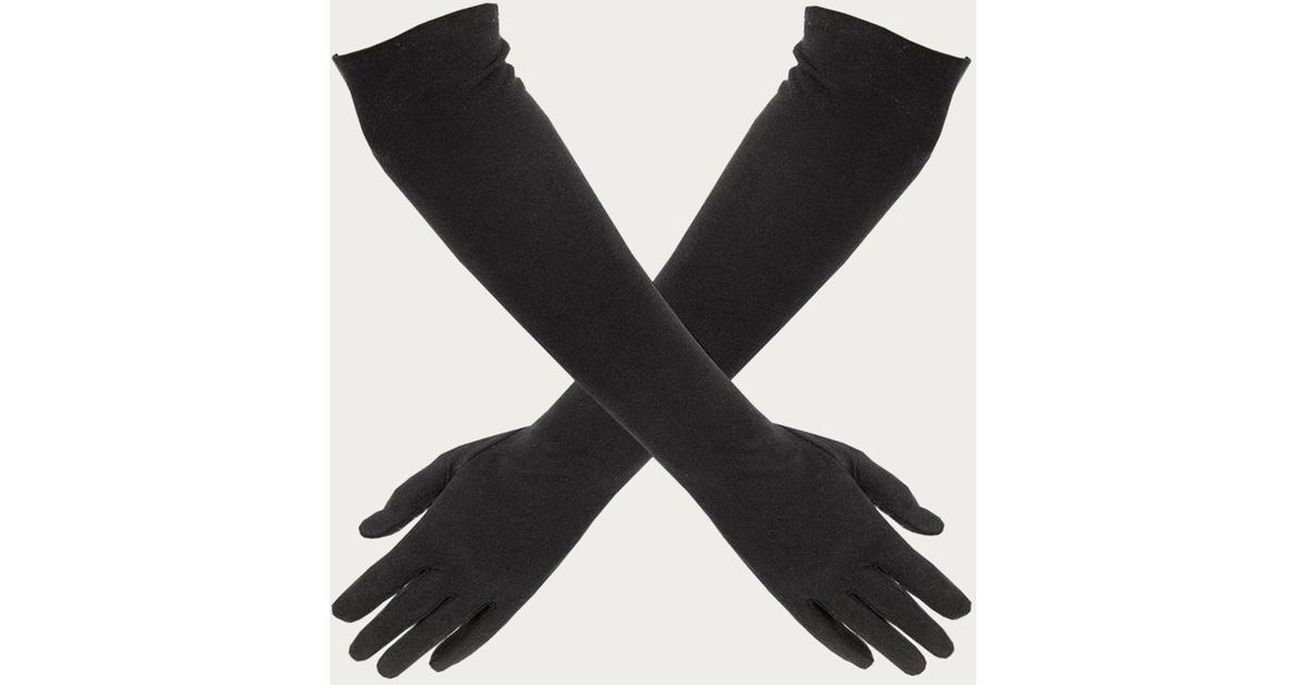 Black Long Satin Gloves in Black - Lyst