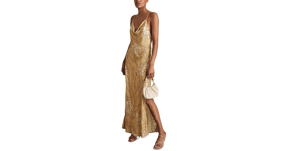 Reiss Rochelle Floral Printed Slip Dress in Metallic | Lyst