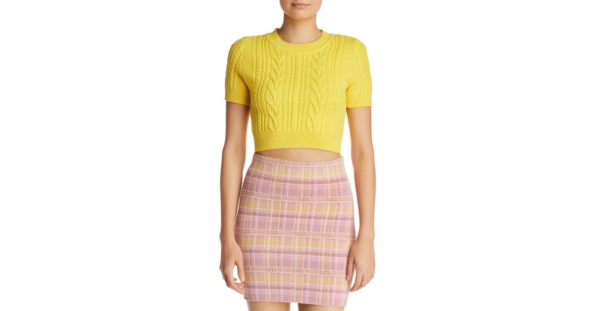 yellow knit crop top