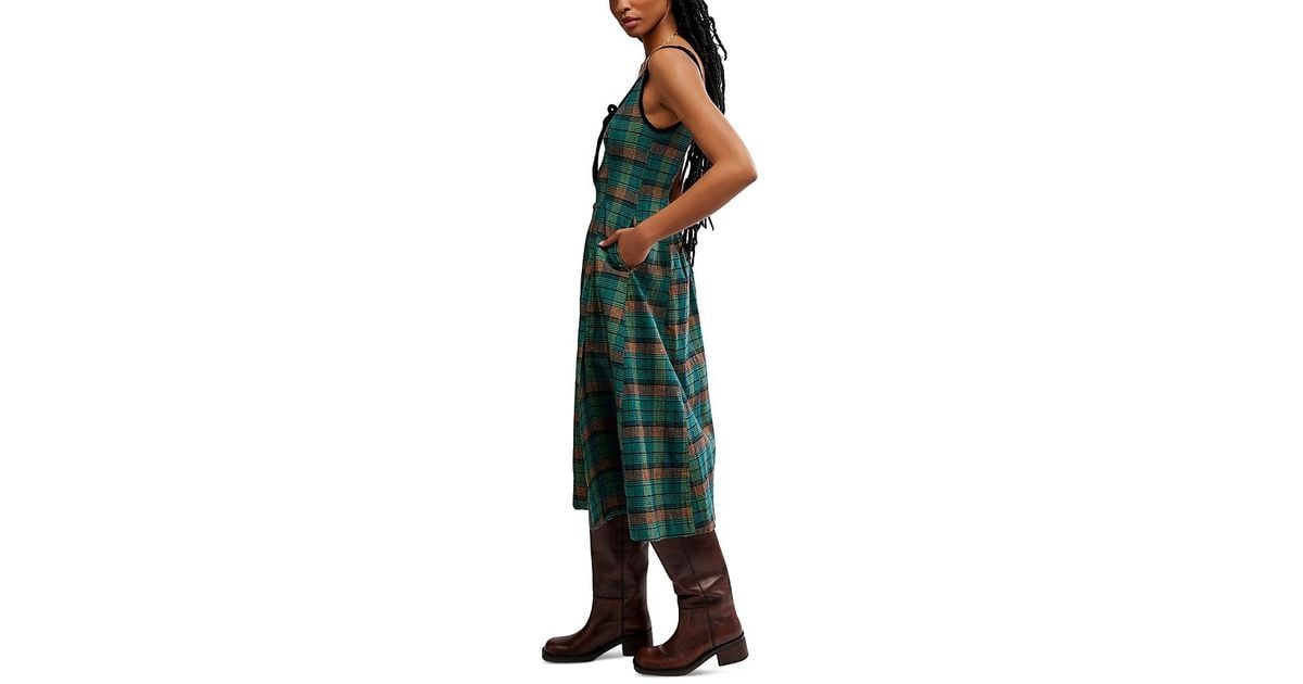 knee length dresses for ladies Feeling The Joy Red Tartan Plaid Midi Dress, Large - The Mint Julep Boutique