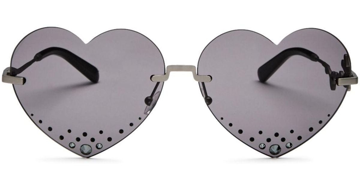 Embellished Heart Sunglasses - Lyst