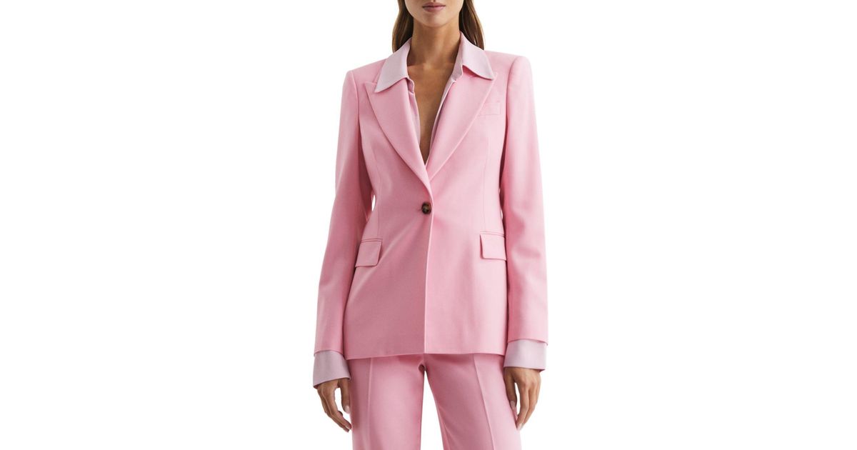 Reiss Blair Single Breasted Blazer in Pink Lyst