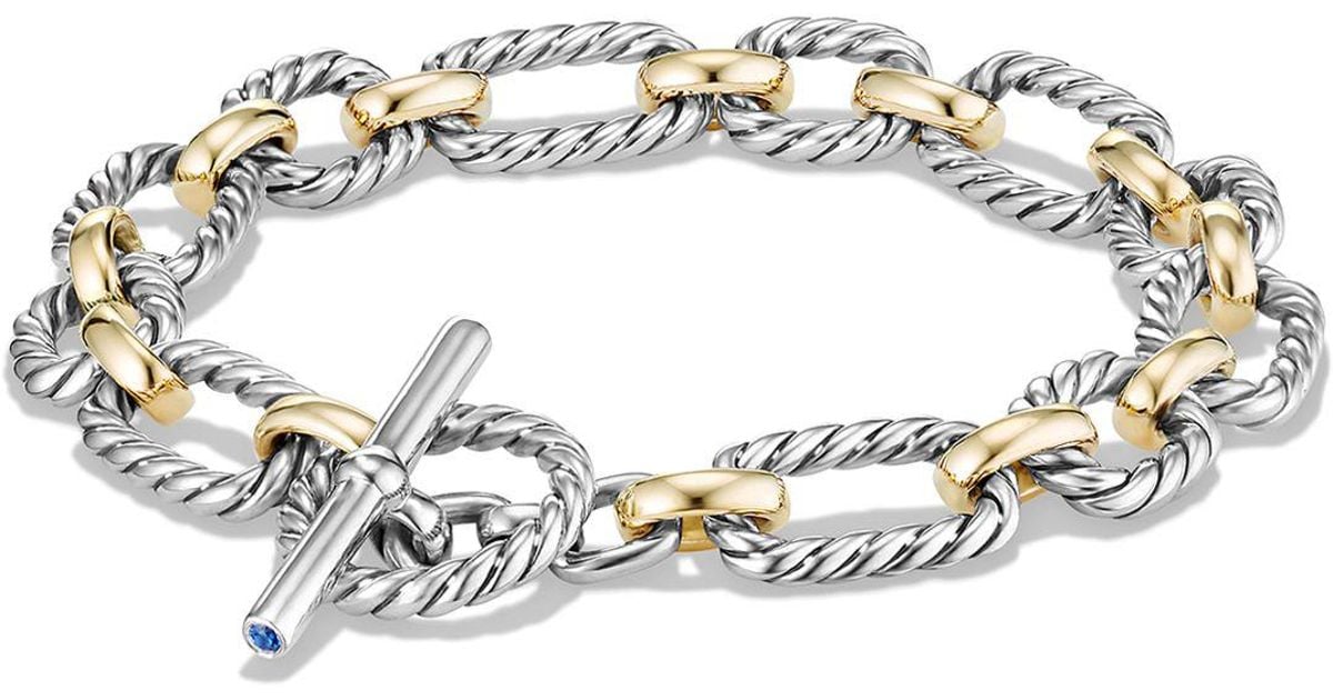 Lyst David Yurman Cushion Link Bracelet With Diamonds in Metallic