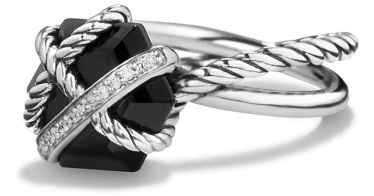 David Yurman Cable Wrap Ring With Black Onyx And Diamonds Lyst
