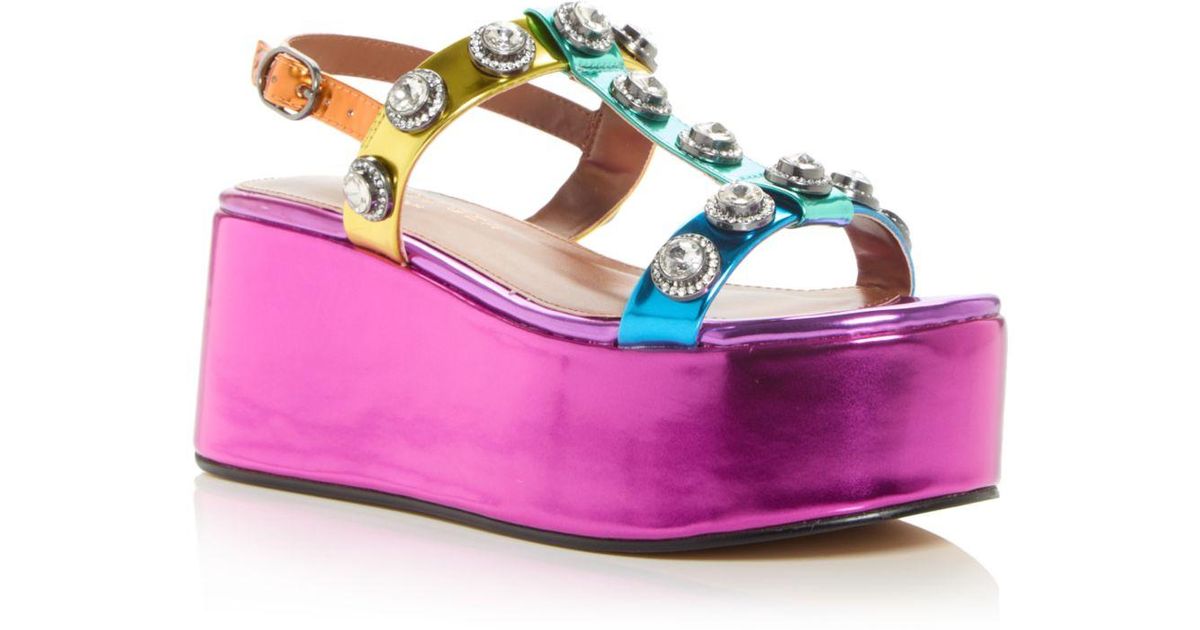 Kurt Geiger Octavia Embellished Platform Sandals in Pink | Lyst