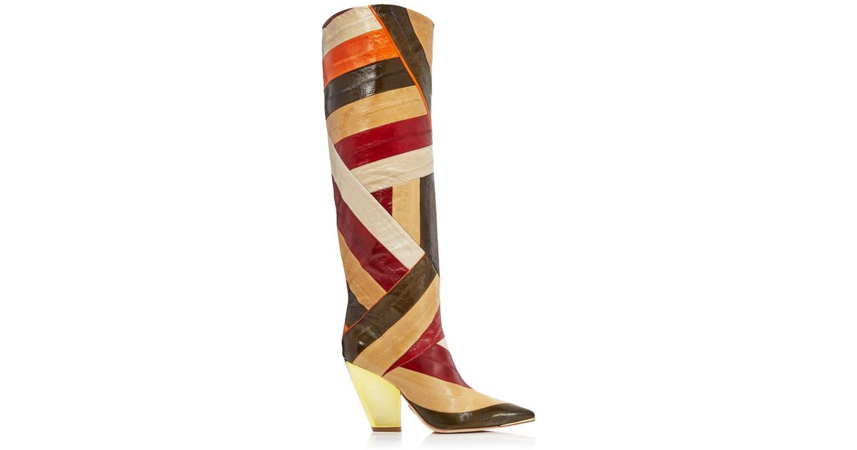 tory burch lila patchwork boot