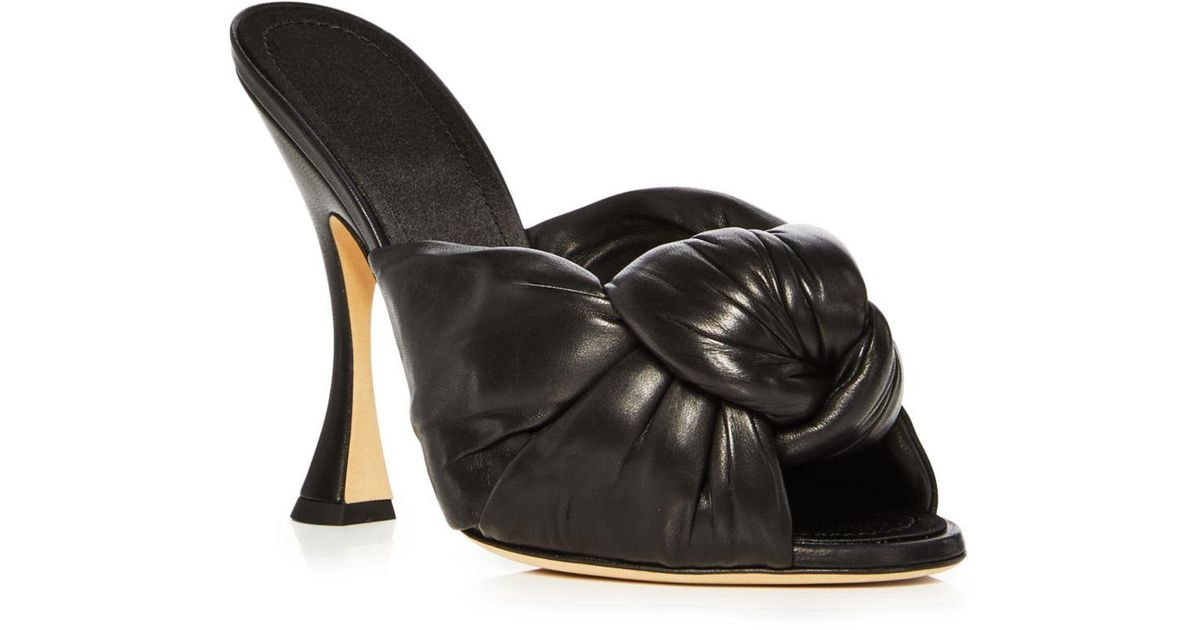 Giambattista Valli Leather Maxi Bow Mule High Heel Sandals in Black | Lyst