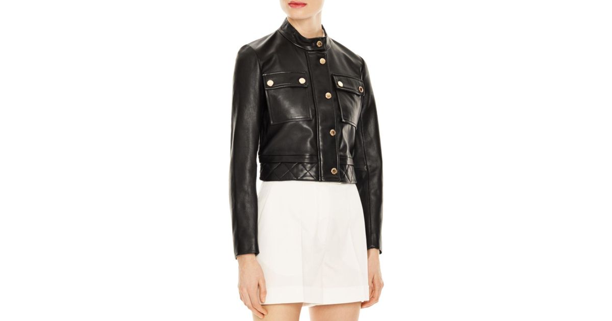 sandro cropped leather jacket