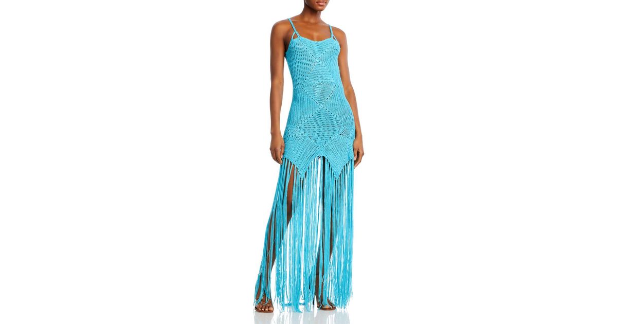 Line & Dot Wanderer Crochet Fringe Maxi Dress in Blue Lyst