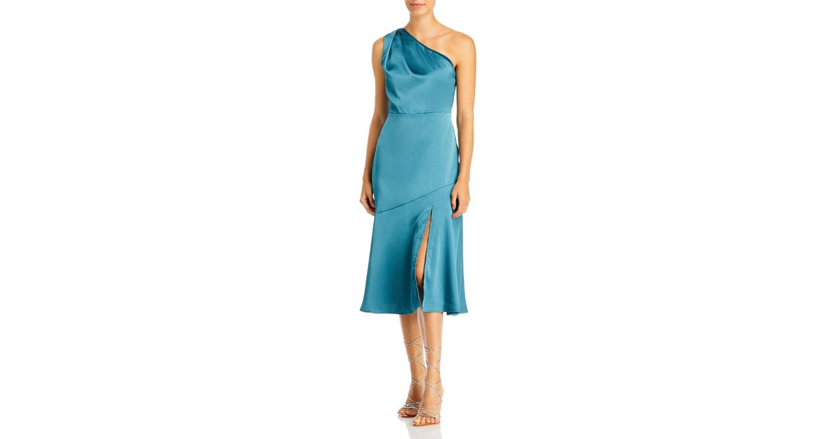 Sam Edelman One Shoulder Satin Midi Dress in Blue | Lyst