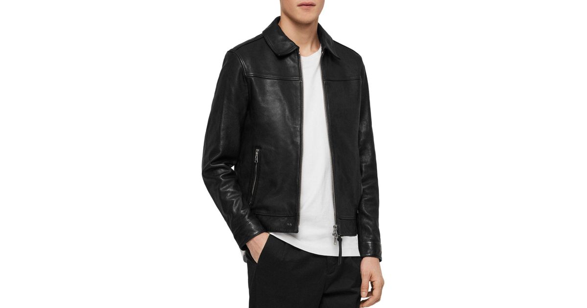 Allsaints Black Callon Leather Jacket For Men