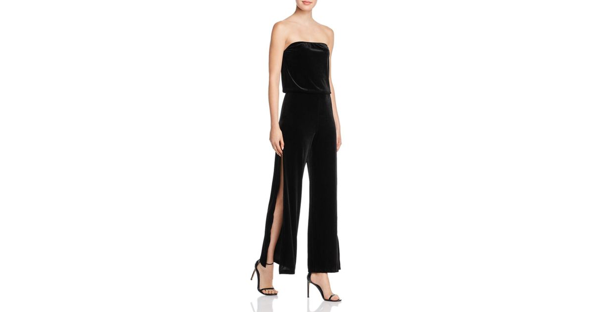 velvet strapless jumpsuit