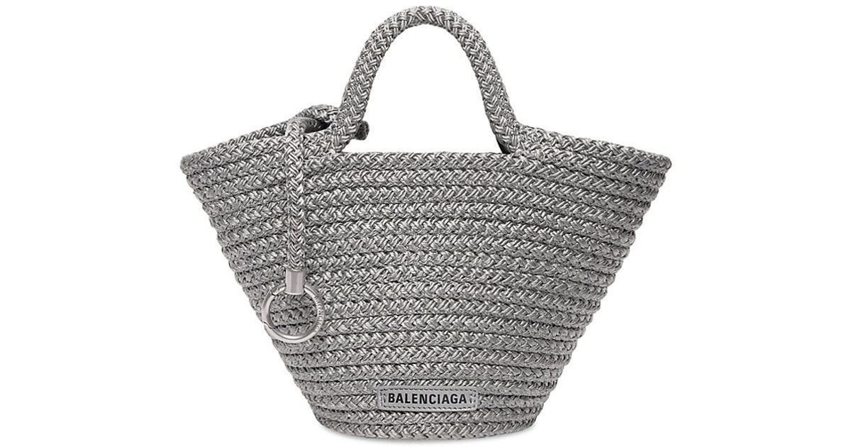 Balenciaga Ibiza Small Basket Bag With Strap in Gray | Lyst
