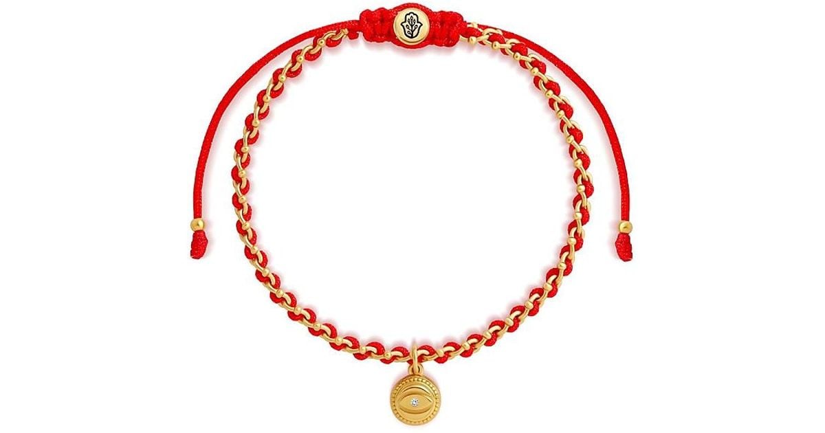 Karma and Luck Divine Shield String Evil Eye Bracelet in Red | Lyst