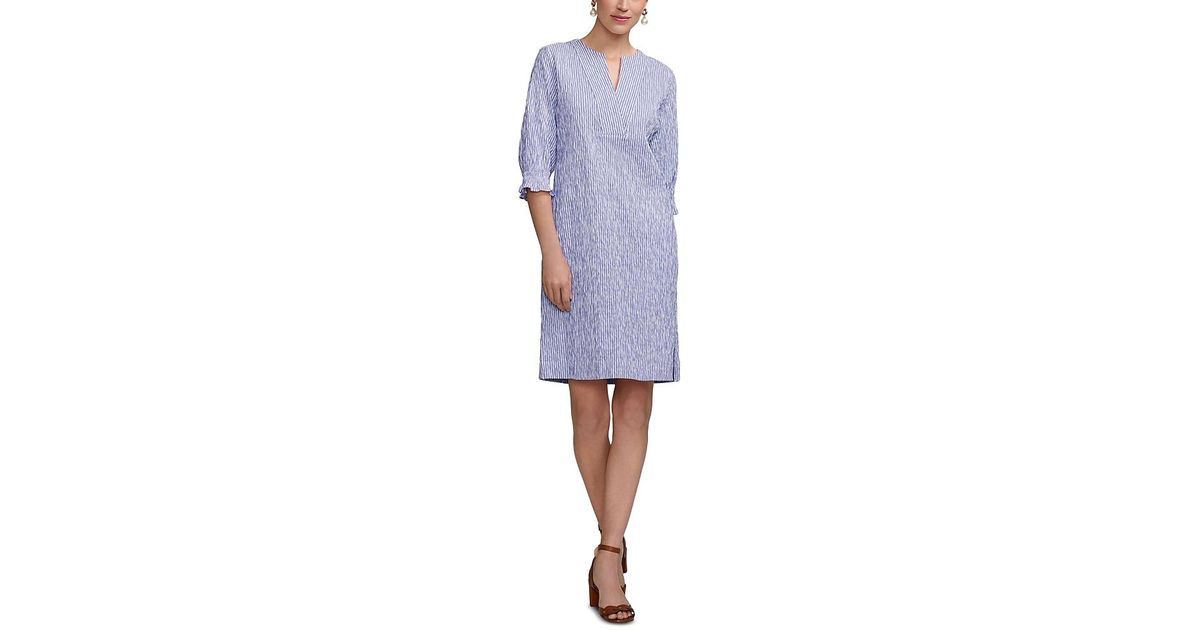 Foxcroft Alicia Jacquard Crinkle Dress in Blue | Lyst