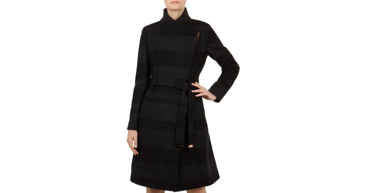 ted baker narrla stripe long wrap coat