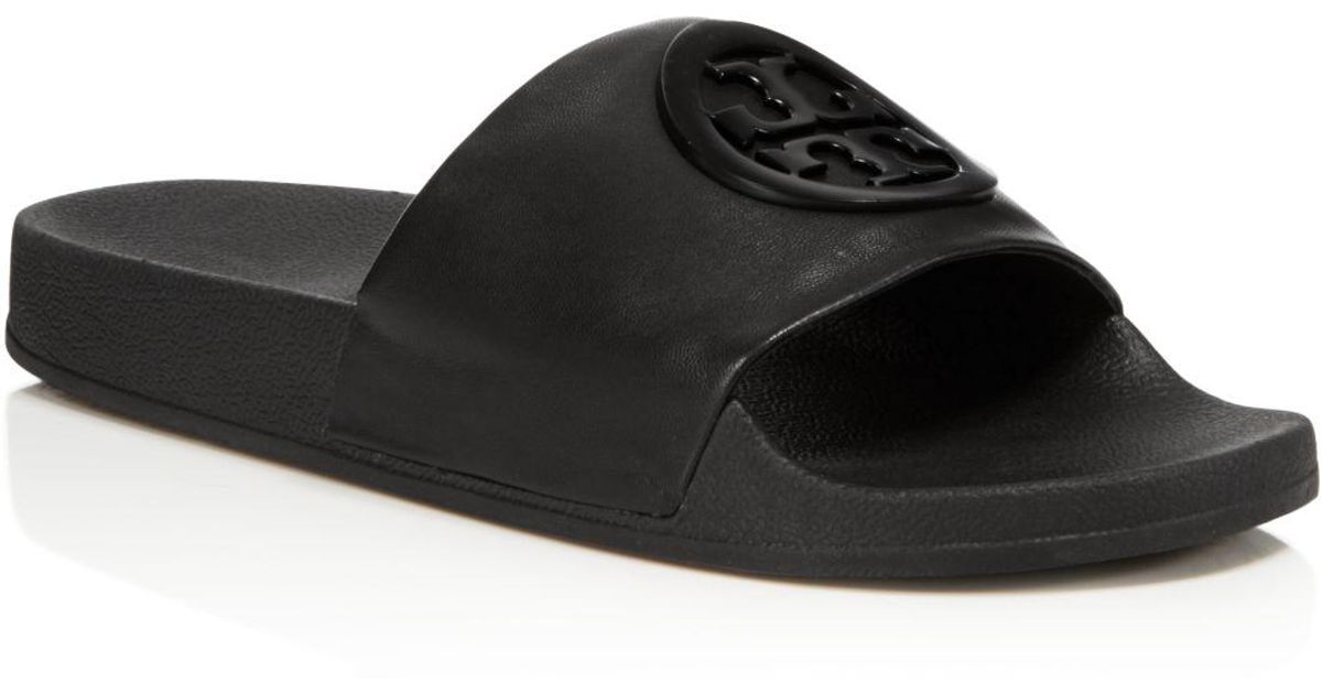 Lyst - Tory Burch Women's Lina Leather Pool Slide Sandals in Black
