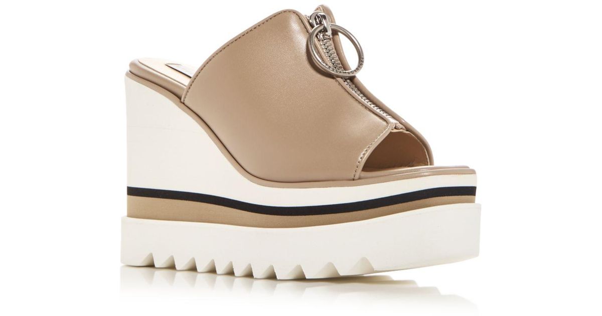 Stella McCartney Sneak - Elyse Wedge Platform Slide Sandals in White | Lyst