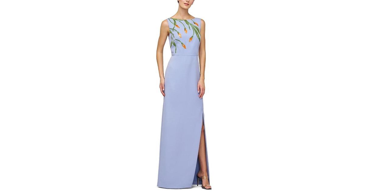 Kay Unger Ira Embellished Column Gown in Blue | Lyst