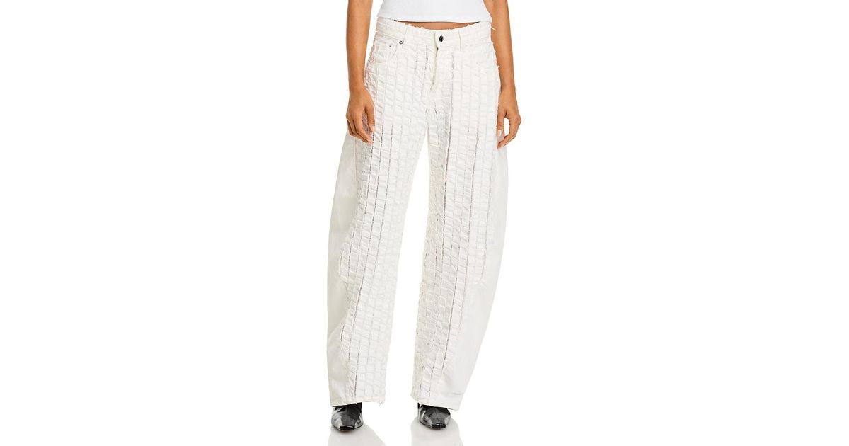 Haikure Clyde Double Bull Stripe High Rise Jeans in White | Lyst