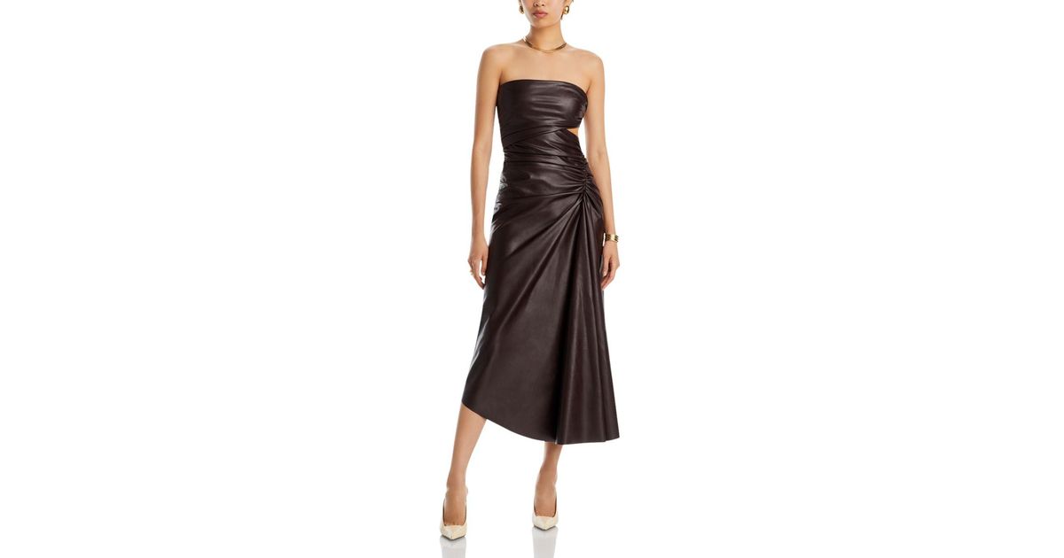 A.L.C. Andie Strapless Faux Leather Dress in Black | Lyst