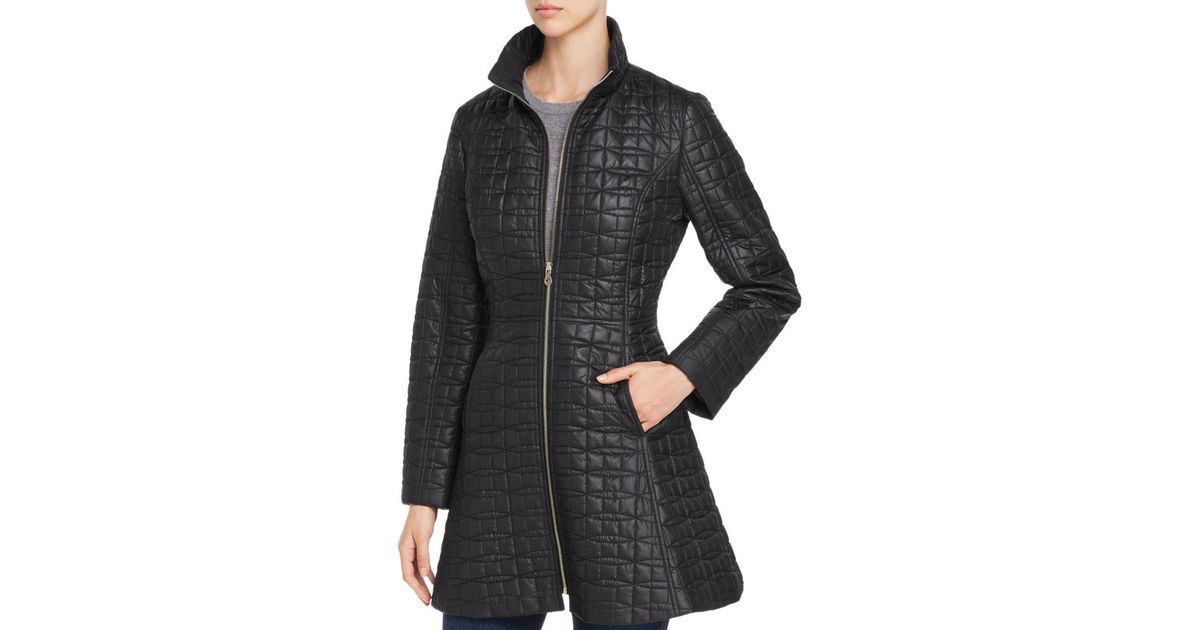 Kate Spade Synthetic Fit - And - Flare Bow - Quilted Coat in Black - Lyst
