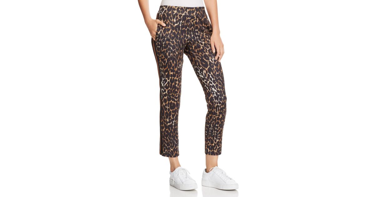 Pam & Gela Synthetic Leopard Print Cropped Track Pants | Lyst
