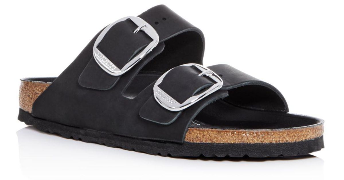 Birkenstock Leather Women's Arizona Big Buckle Slide Sandals in Black