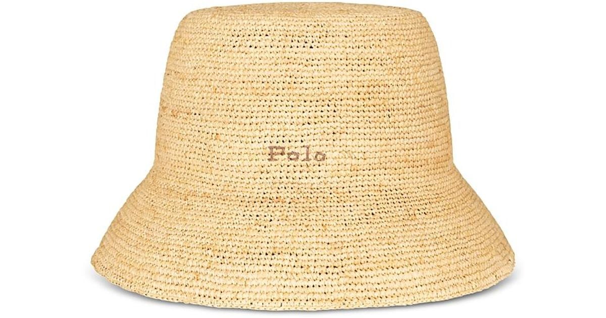 Polo Ralph Lauren Raffia Crochet Cloche in Natural | Lyst