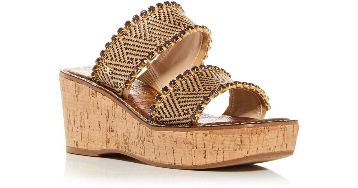 Sam Edelman Angelina Platform Wedge Slide Sandals Lyst