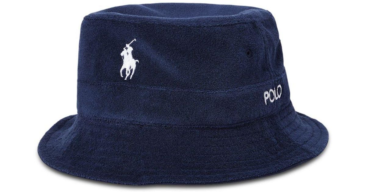 Polo Ralph Lauren Stretch Terry Bucket Hat in Blue for Men | Lyst