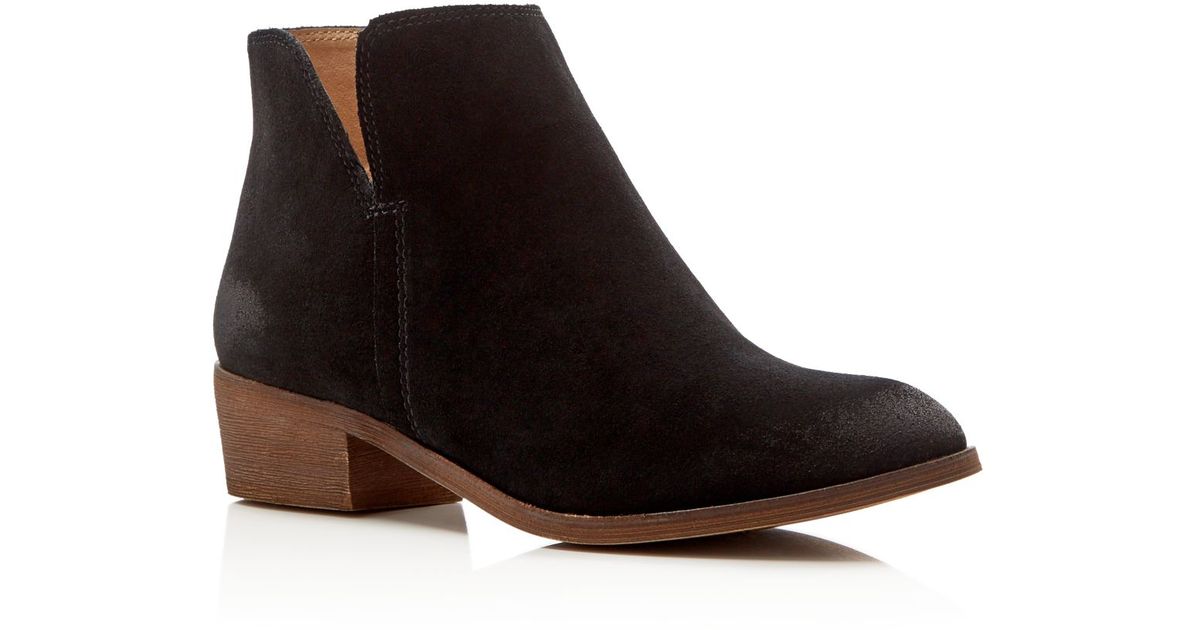 suede black booties flat