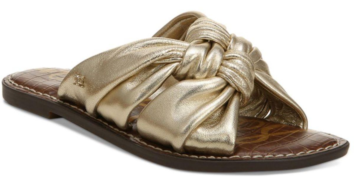 Sam Edelman Leather Garson Quatro Knot Slide Sandals in Gold (Metallic) - Lyst