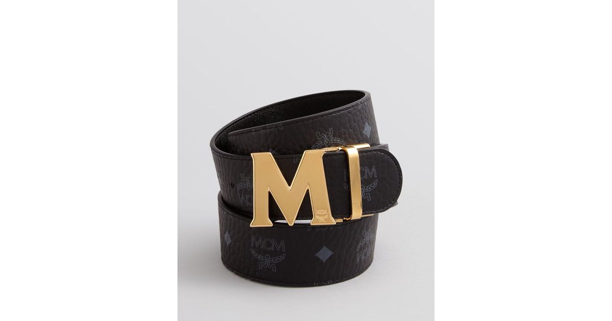 black and gold mcm belt