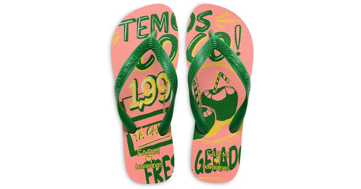 Havaianas Farm Rio Green Slip On Flip Flop Sandals Lyst