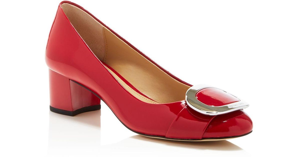 red pumps mid heel