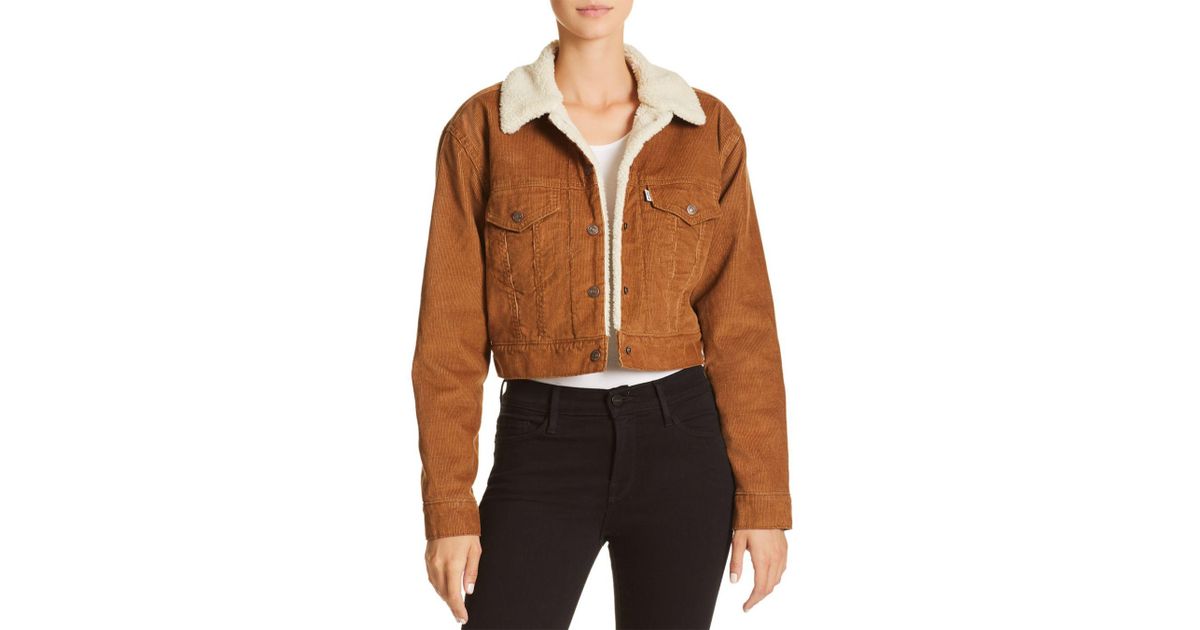crop cord sherpa trucker jacket