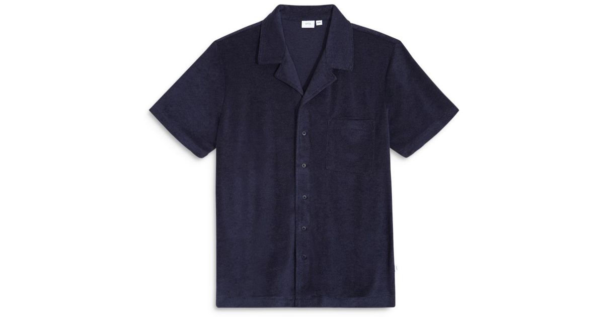 Onia Cotton Terry Camp Shirt in Deep 