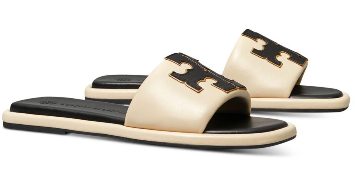 Tory Burch Leather Double T Sport Slide Sandals Lyst
