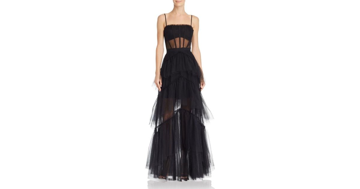 corset tulle gown in black bcbgmaxazria