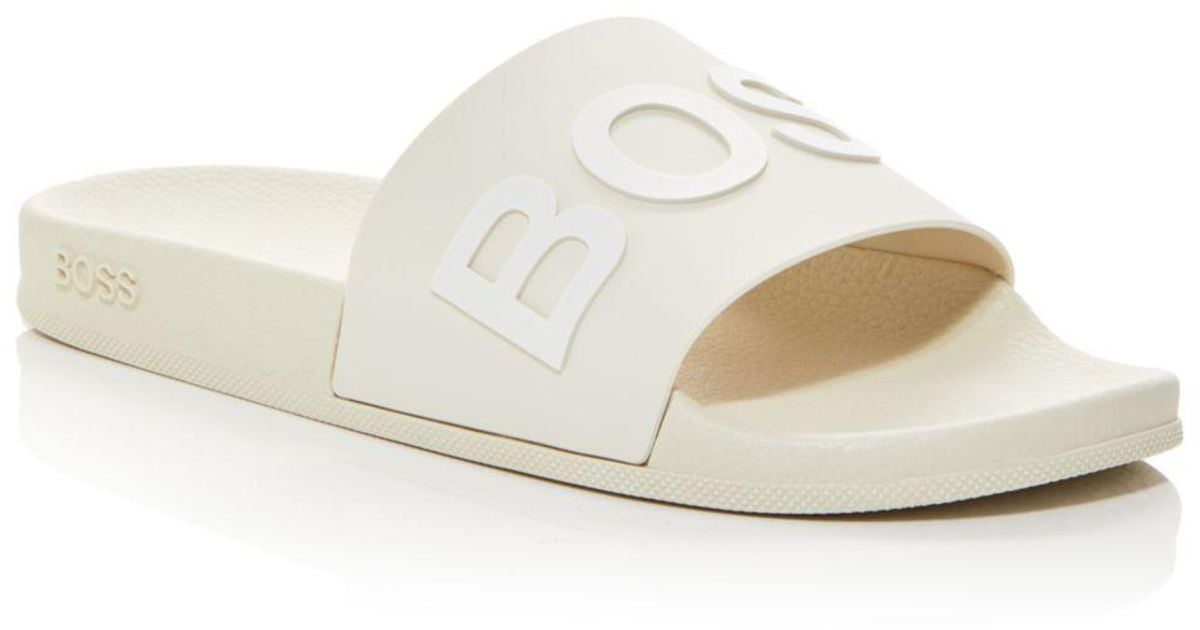 BOSS by HUGO BOSS Bay Slide Sandals in White for Men Lyst