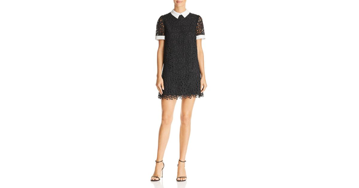 aqua collared lace shift dress