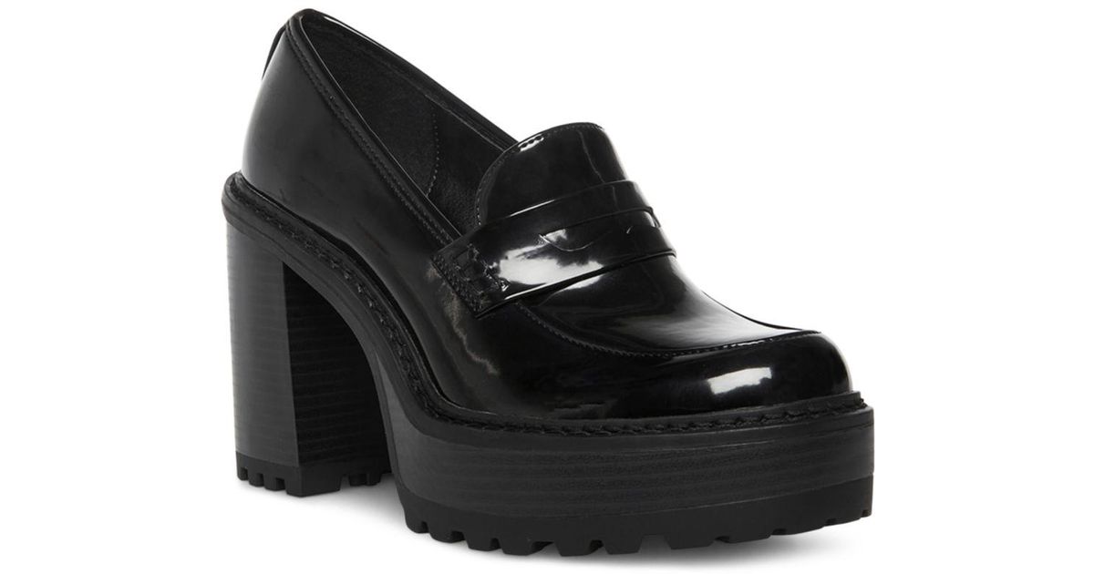 Steve Madden Synthetic Kimberley Slip On High Heel Loafers in Black | Lyst