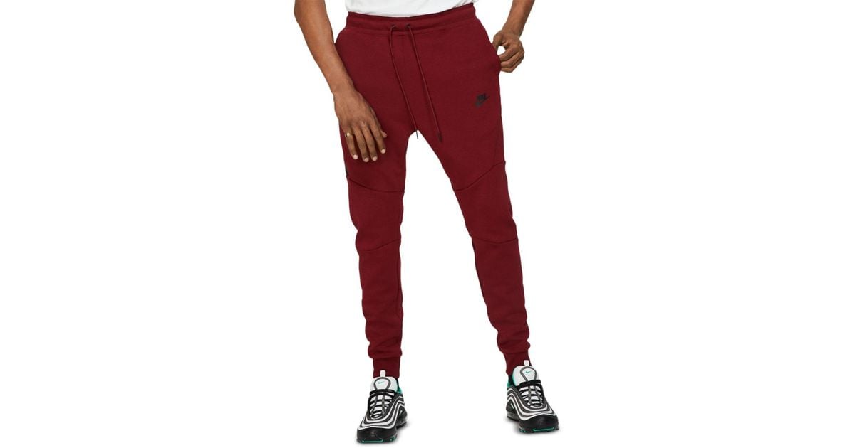 Nike Tech Fleece Jogger Pants in Red for Men - Lyst