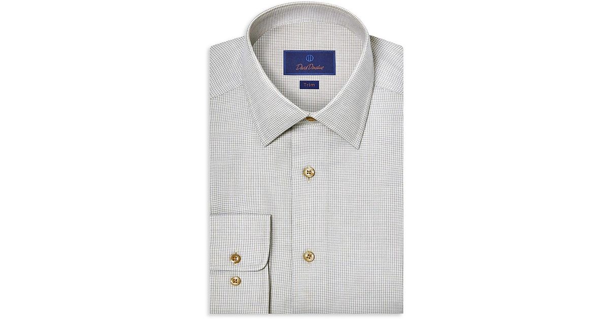 MID BLUE MICRO TWILL DRESS SHIRT WITH CONTRASTING BUTTONS, COLLAR AND CUFF