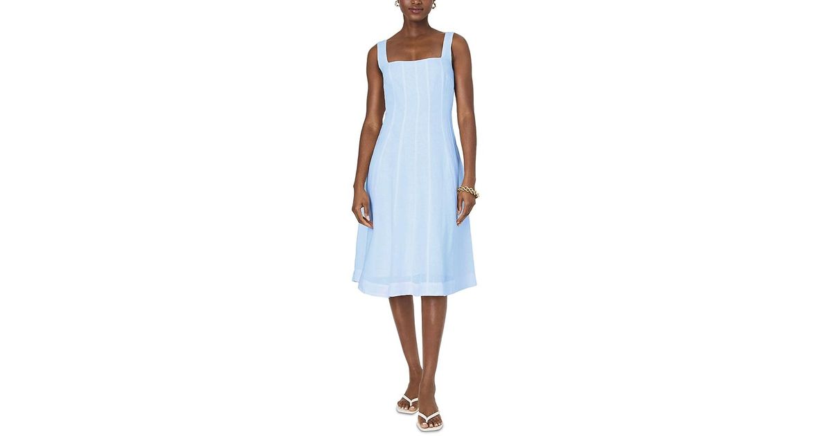 French Connection Birdie Square Neck Midi Dress in Blue | Lyst