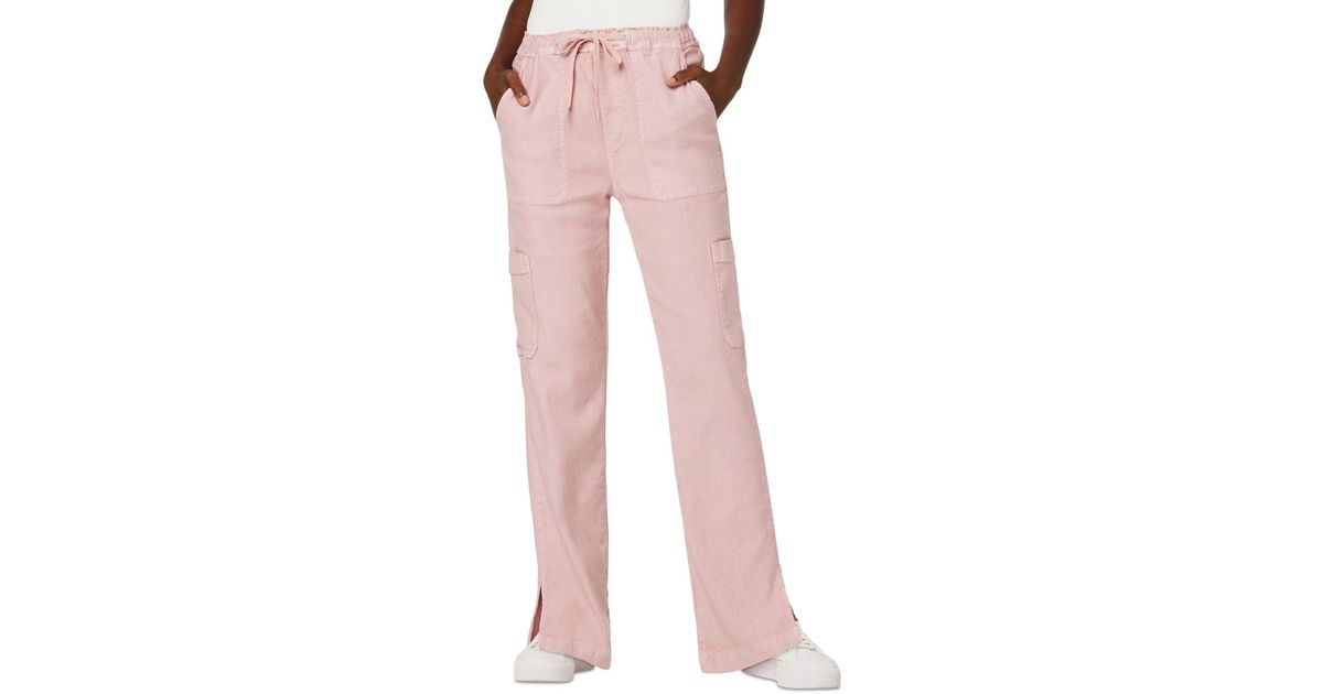 Hudson Jeans Drawstring Linen Cargo Pants in Pink Lyst
