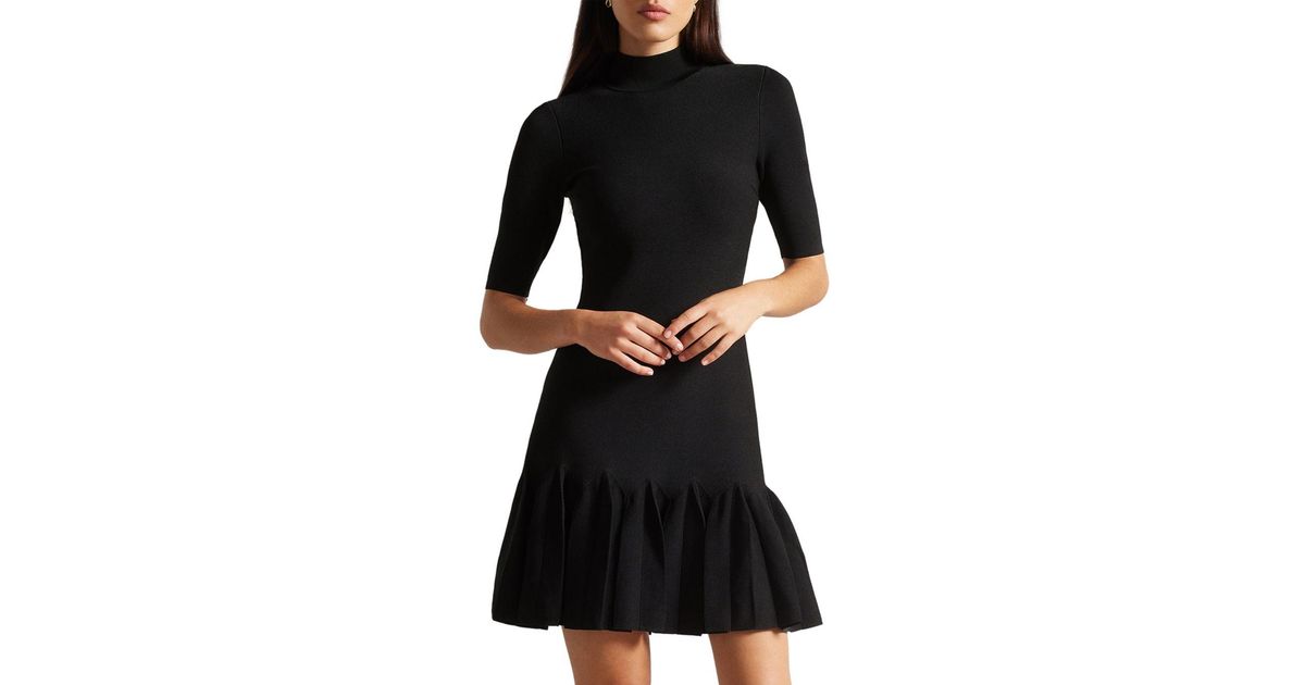 Ted Baker Synthetic Canddy Fit And Flare Dress in Black | Lyst