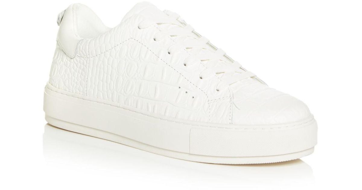 Kurt Geiger Laney Croc Embossed Lace Up Sneakers in White for Men | Lyst